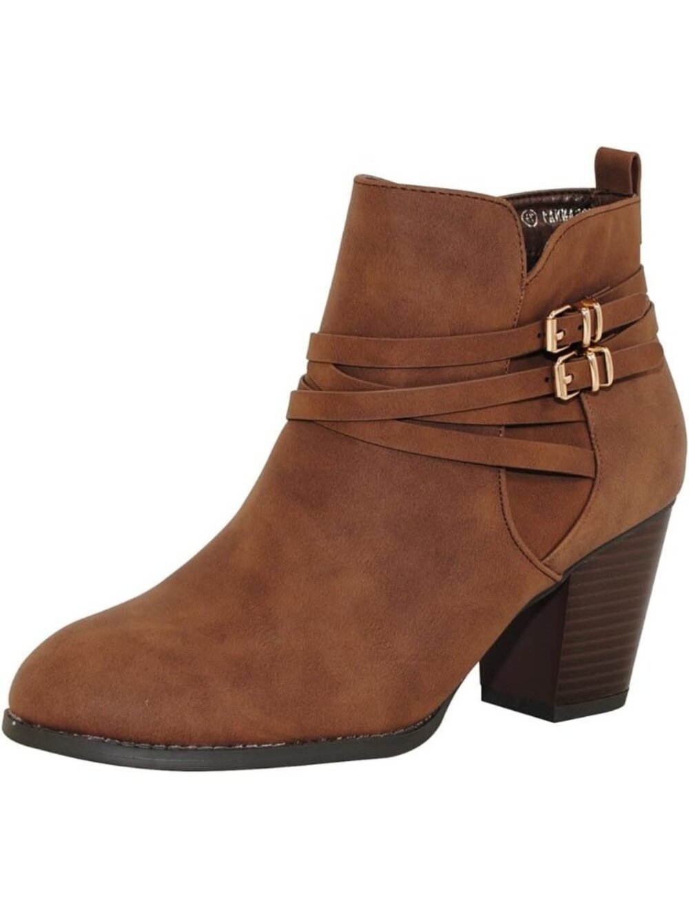 Women's Brown Classic Pointed-Toe Chunky 3-inch Block Heel Casual Ankle Boots